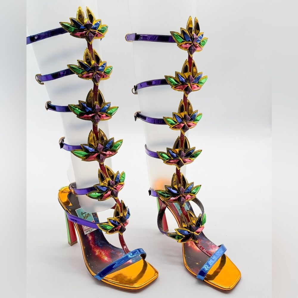 Christian Louboutin Marvel Sea Warrior Gladiator Knee High Sandal Metallic EU 39 - Picture 11 of 15